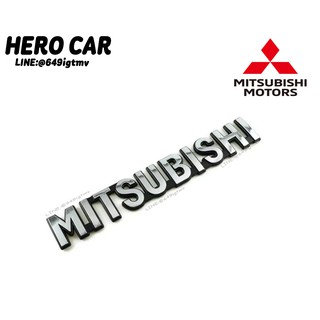 โลโก้ LOGO MITSUBISHI สีเงินขอบดำ ตัวเก่า ติดท้ายรถยนต์ MITSUBISHI