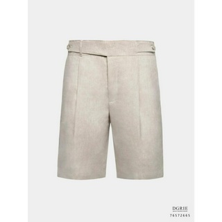 Linen Lace Beige Button Edge Short Pants-กางเกงขาสั้นลินินสีเบจ