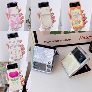 เคสโทรศัพท์มือถือ PC แข็ง กันกระแทก พิมพ์ลายดอกทิวลิป สําหรับ Samsung Galaxy Z Flip 3 5G