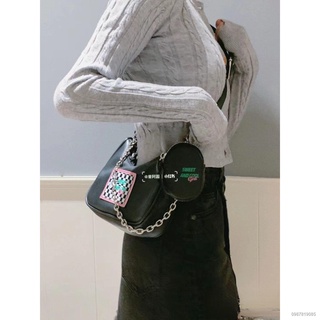 🍒สต็อกสินค้า🏂Millennium Armpit Bag Punk Portable Messenger Bag Chain Shoulder Bag Girls Babes