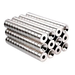 1ชิ้น แม่เหล็กนีโอไดเมียม กลมแบนมีรู ขนาด 12 mm. แม่เหล็กแรงสูง magnet Neodymium แม่เหล็ก กลมแบนมีรู รูเทเปอร์