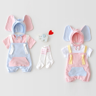 New Summer ชุด Romper รูปช้างน่ารักสําหรับเด็ก 2 ชิ้น