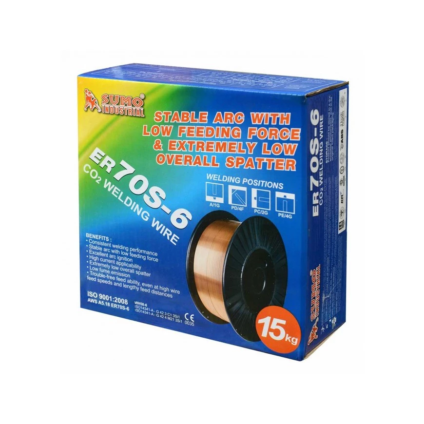 *** 15 กก. ER70S*** ลวดเชื่อม MIG Co2 ER70S-6 SUMO X 15 กก. 0.8 0.9 1.0 1.2 mm. ราคายกม้วน OIL8448