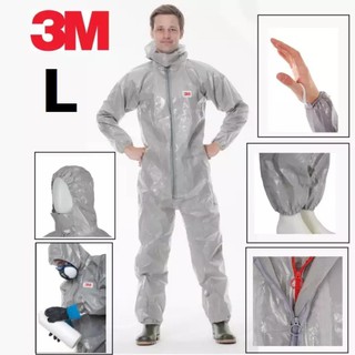 3M ชุดป้องกันสารเคมีรุ่น 4570 ผ่านมาตรฐานการป้องกัน Coverall Grey Type 3/4/5/6