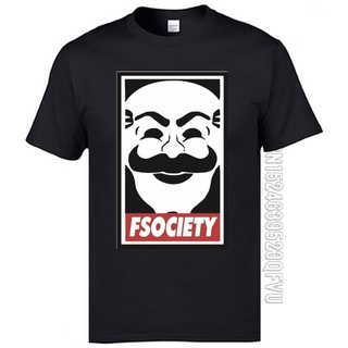 เสื้อยืดแขนสั้น พิมพ์ลายโปสเตอร์ Fsociety Mr Robot แฟชั่นฤดูร้อน สําหรับผู้ชาย