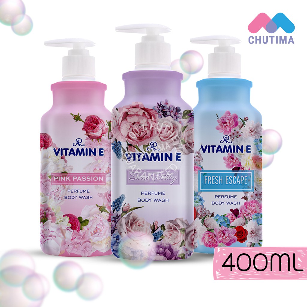 สบู่เหลวอาบน้ำ เอ อาร์ วิตามินอี เพอร์ฟูม บอดี้วอช AR vitamin E Perfume Body Wash 400 ml.
