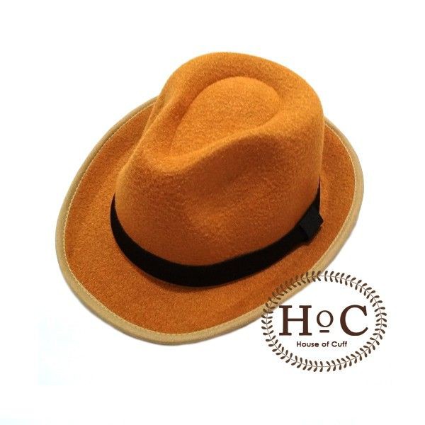 Houseofcuff หมวก Fedora หมวกมัสตาร์ด Fedora Leken