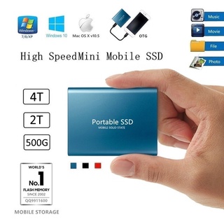 High Speed Mini Mobile SSD โซลิดสเตตโมบายล์ฮาร์ดไดรฟ์ความเร็วสูง เชื่อมต่อ USB 3.0 ขนาด 500G 2T 4T