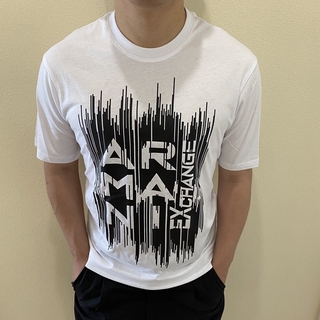 Armani Exchange Armani Ax เสื้อยืดลําลองสําหรับผู้ชายแขนสั้นคอกลมพิมพ์ลาย