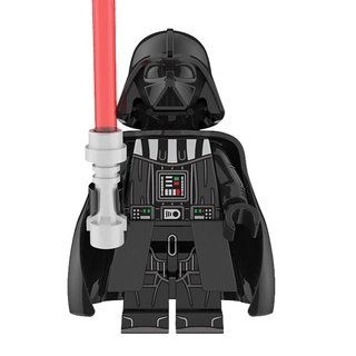 ของเล่นตัวต่อฟิกเกอร์ Darth Vader Black Warrior Red Bladed Lightsaber ขนาดเล็ก