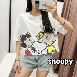 พร้อมส่ง  เสื้อครอปลายสนู้ปปี้ น่ารัก