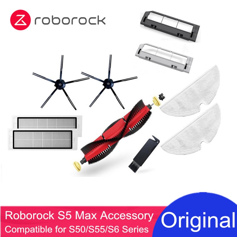 สําหรับ Roborock S5 Max / S50 / S55 ชิ้นส่วนที่ถอดออกได้เล่นแปรงด้านข้างแปรงสูญญากาศกรอง mop ผ้าสําห