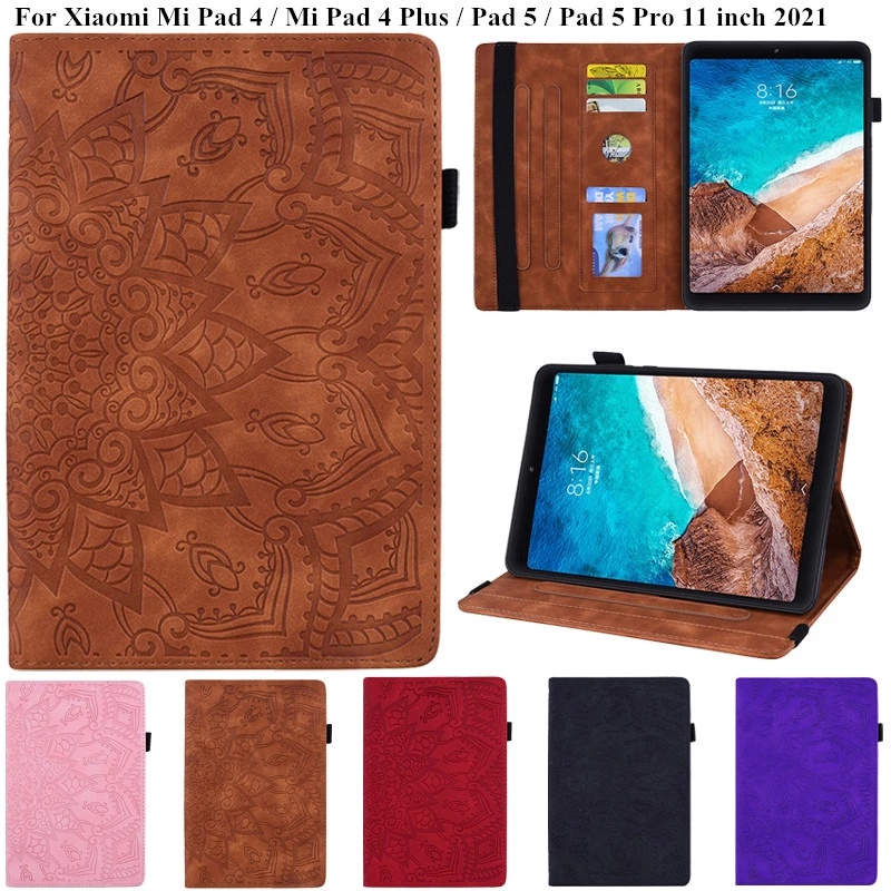 3D Flower Embossed Tablet Case for Xiaomi Mi Pad 4 Plus / Mi Pad 5 Pro Case Flip Stand Tablet Cover for Funda Mi Pad 4 M