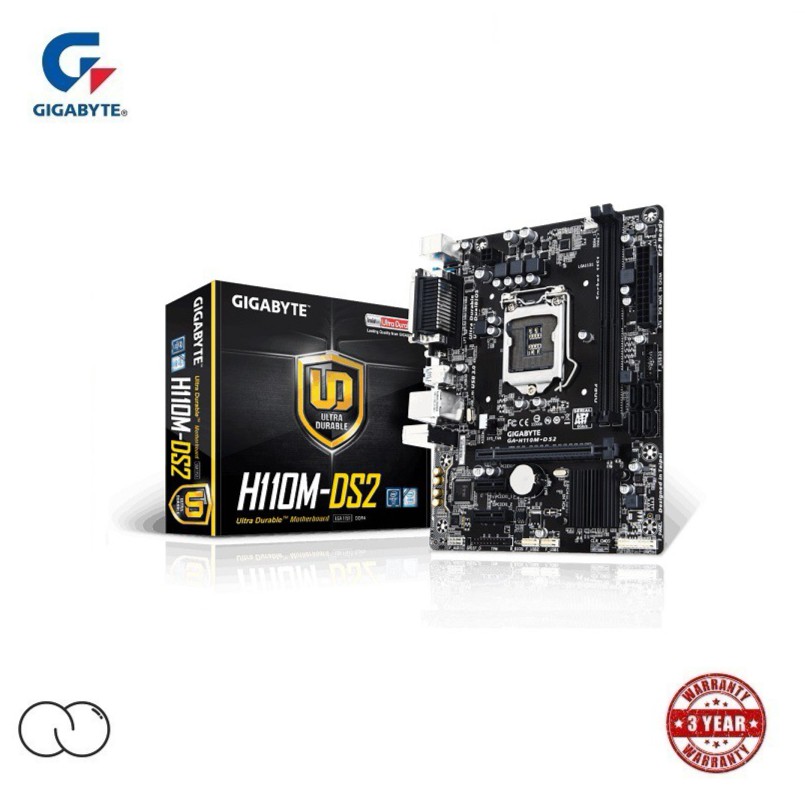 GIGABYTE H110M DS2 ULTRA DURABLE M-ATX MOTHERBOARD / GA-H110M-DS2 MICRO ATX MOBO / LGA1151