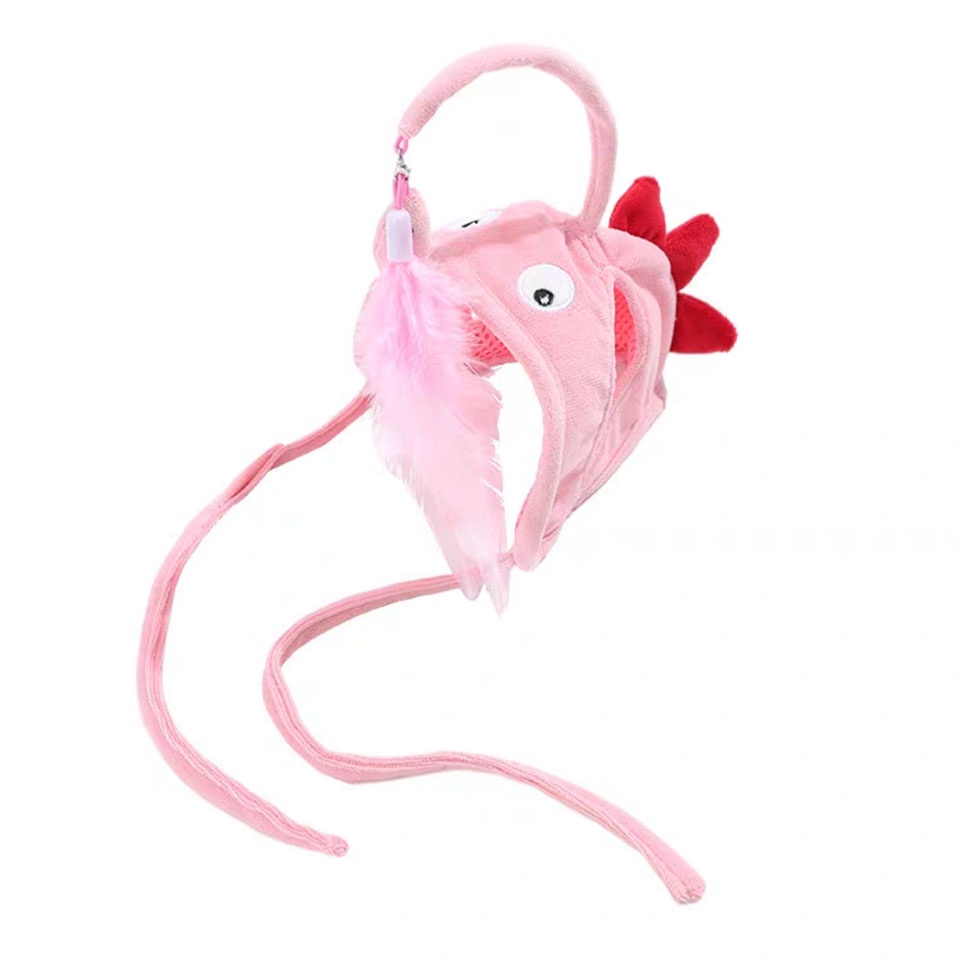 Kitten Fishing Head Wearing Funny Cat Stick Cute Feathers Bait Fishing