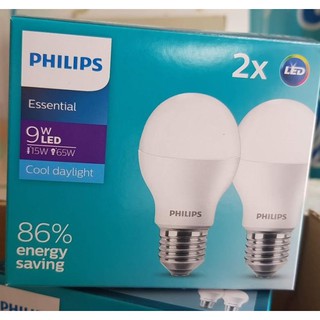 2หลอด (แพ็คคู่) Philips หลอดไฟฟิลิปส์ ESS LED Bulb 9W Daylight and warmwhite (เลือกสีตามรูปแสง