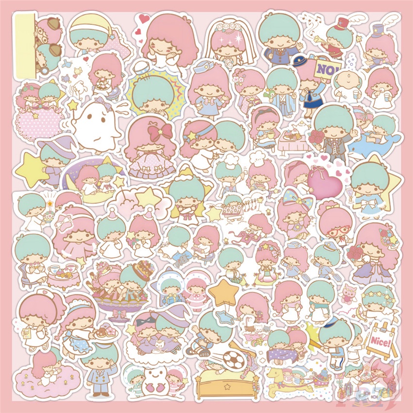 56Pcs/Set Little Twin Stars Stickers DIY Fashion Decals Doodle Stickers