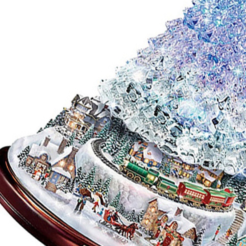 10 Pcs Christmas Tree Rotating Sculpture Train Decorations Paste Window
