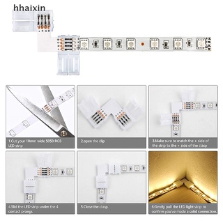 [hhaixin] แถบเชื่อมต่อสายไฟ LED RGB รูปตัว L 4 Pin 10 มม. 90° ตัวเชื่อมต่อ