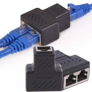 1 To 2 Ways LAN Ethernet Network Cable RJ45 Female Splitter อะแดปเตอร์เชื่อมต่อ