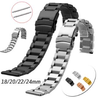 Solid Stainless Steel Watch Band 18mm 20mm 22mm 24mm Strap Double Secure Buckle Metal Wrist Watchband Bracelet Trapezoid