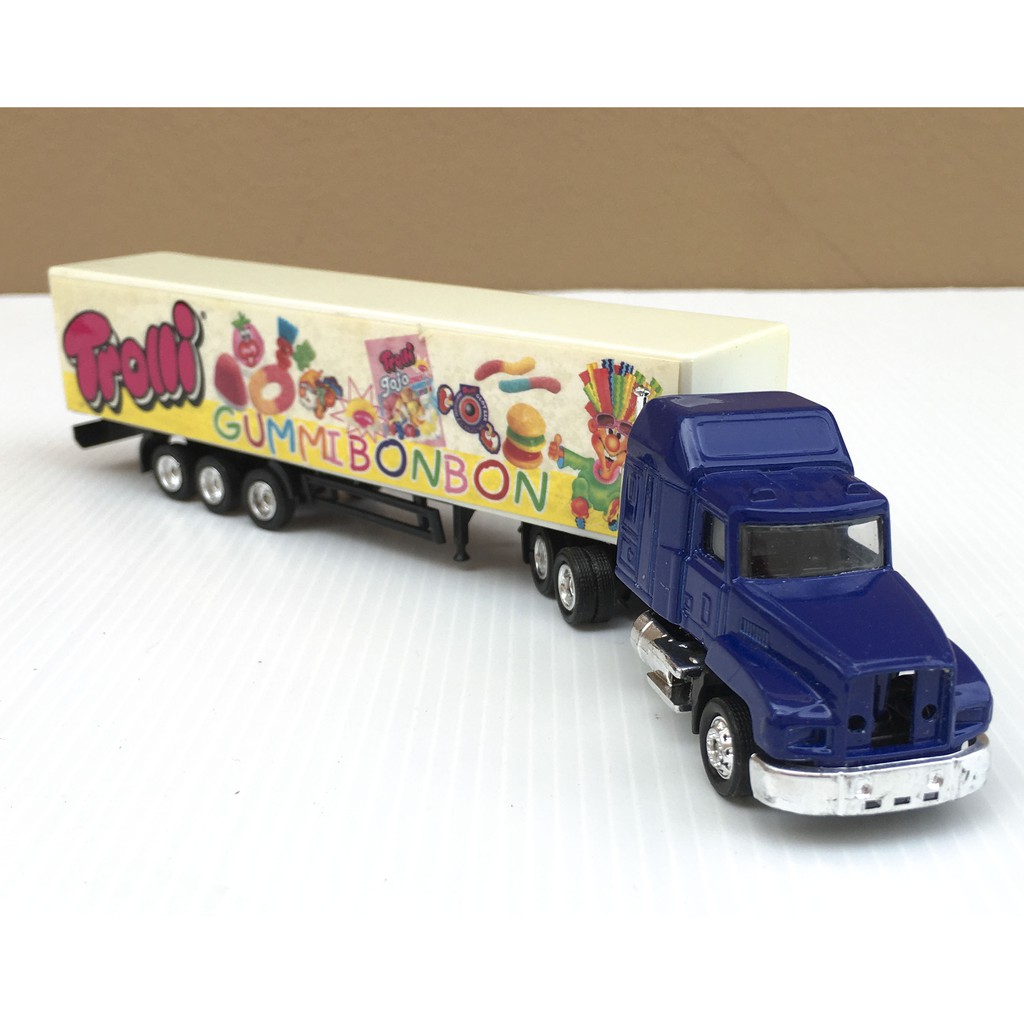 1/87 Trailer Ad Truck หัวลากสีน้ำเงิน รุ่น American Truck โฆษณา Trolli Gummibonbon (รถยาว 22 cm)