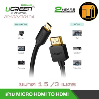 UGREEN (30102/30104)  สายแปลงภาพ Micro เอชดีเอ็มไอ to เอชดีเอ็มไอ   สายยาว 1.5/3 เมตร.