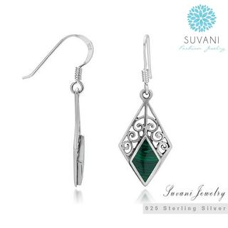 Suvani Jewelry 925 silver  Filigree Machalite stone ต่างหูเงินแท้925 ต่างหูวิเทจ