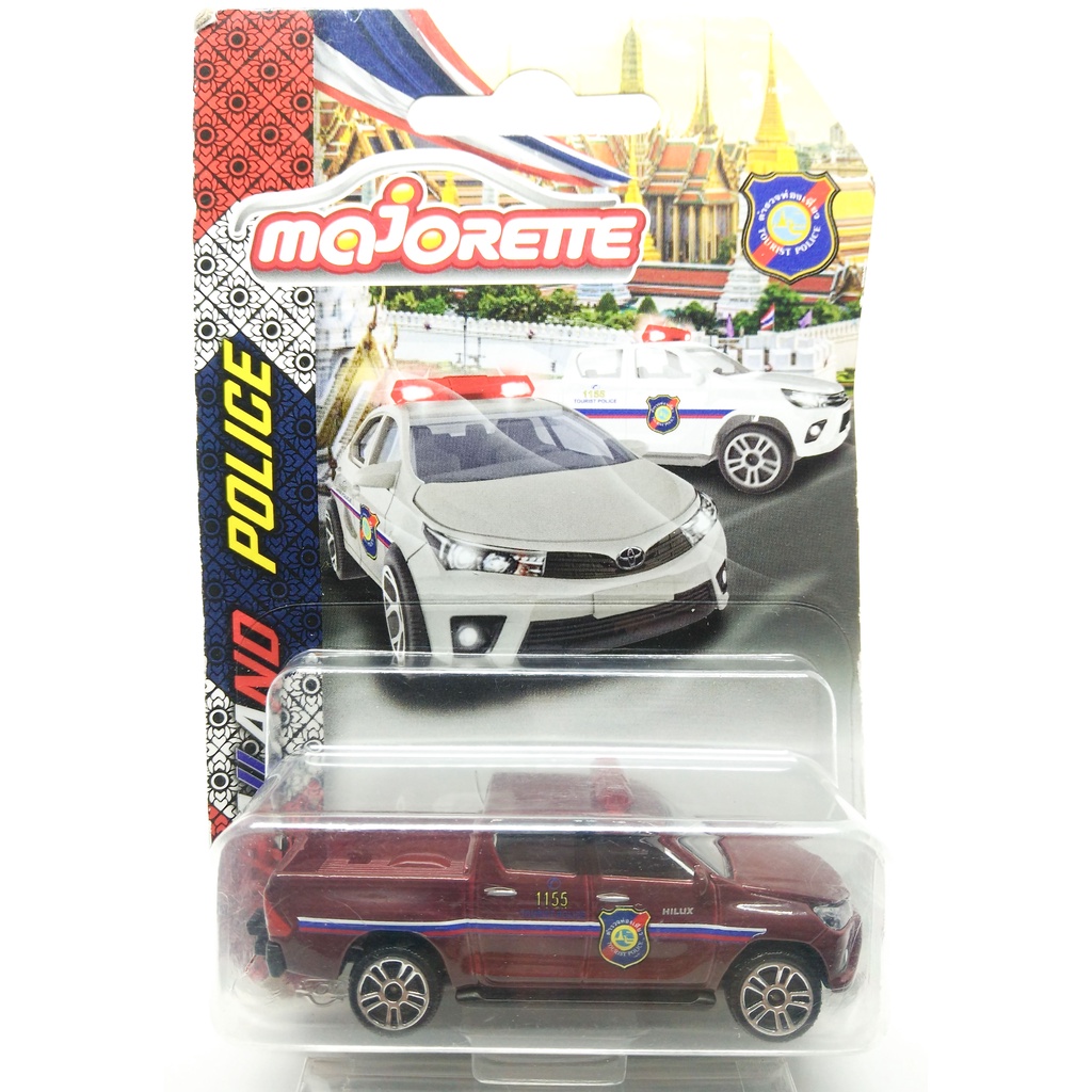 Majorette Toyota Hilux Revo - Tourist Police - Burgundy Color /Wheels D5S /scale 1/58 (3 inches) Lon