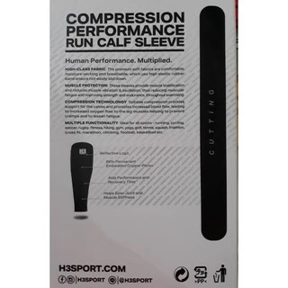 H3 ผ้ารัดน่อง รัดน่องวิ่ง H3 Calf Sleeve รัดกระชับเพิ่มความแข็งแรงให้กับกล้ามเนื้อ สีดำ Size S-L 1 แพ็ค มี 1 คู่