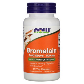 (พร้อมส่ง) Now Foods, Bromelain, 500 mg, 60 Veg Capsules