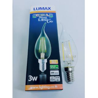 หลอดแอลอีดีปลายแหลม Ecobulb Filament Led C30L 3W warm 2700K E14 Lumax