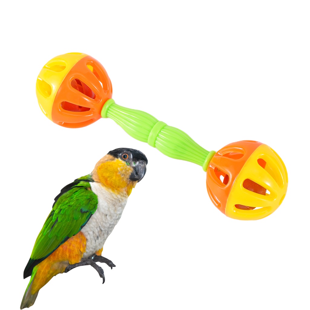 ของเล่นนกแก้ว Creative Rattle Double-head Bell Ball กัดนก Parrot Chewing ของเล่น ฝึกอบรมนก