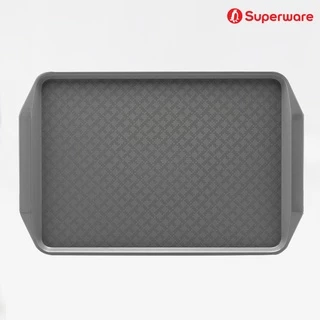 Srithai Superware ถาดใส่อาหารพลาสติก ถาดเสริฟ ขนาดใหญ่ แบบสี่เหลี่ยม มีลายกันลื่น Plastic Serving Trays T-28