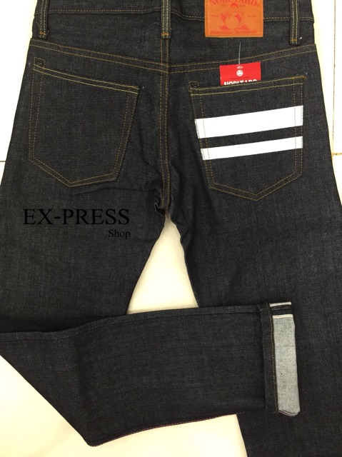 JXP Straight Raw Denim กางเกงยีนส์ชาย ผ้าดิบริมแดงแท้ 16oz. ทรงกระบอก แต่งแถบขาว Size 28-36 กระดุม รับชำระปลายทาง - รูปที่ 3