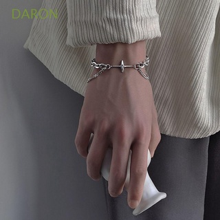 DARON Creative Men Clavicle Chain Simple Men Bracelet Titanium Steel Necklace Punk Cross DoubleLayer Sweater chain Cool Thick Korean Style Necklace