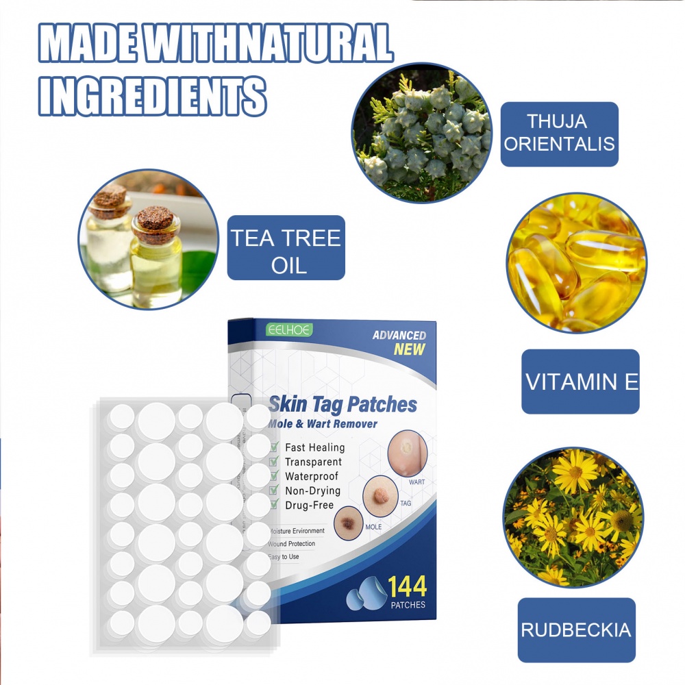 แผ่นแปะกําจัดไฝ ไร้ความเจ็บปวด ส่วนผสมอ่อนโยน จากธรรมชาติ สําหรับทุกสภาพผิว 144 ชิ้น ต่อกล่อง - รูปที่ 4