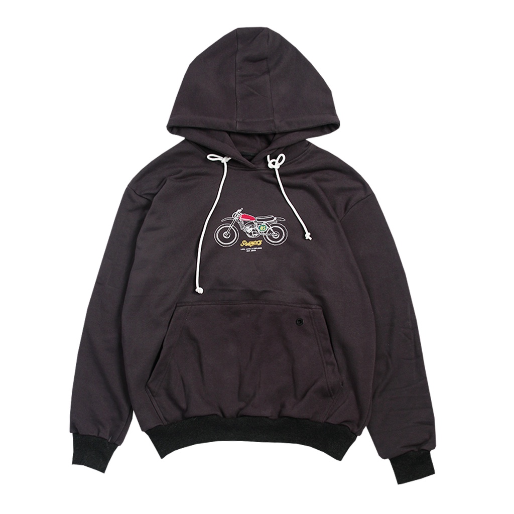 Raxzel เสื้อกันหนาว Hoodie Moto Vintage สีดํา 2A