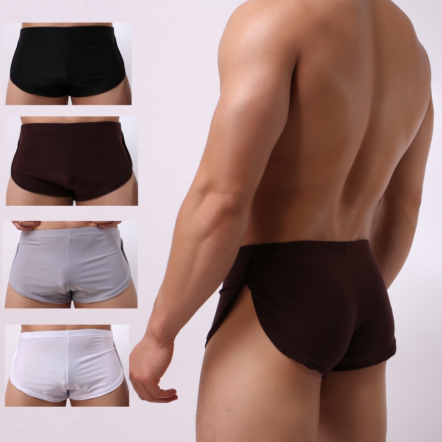 ชุดชั้นในเซ็กซี่สําหรับผู้ชาย Simple Cool Breathable Ice Silk กางเกงบ็อกเซอร์ชิ้นเดียว seluar pendek lelaki