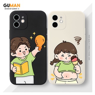 GUMAN เคสคู่ เคสไอโฟน คู่รัก ขอบเหลี่ยมกันกระแทกซิลิโคนนุ่มการ์ตูนน่ารักตลก เคสโทรศัพท์ Compatible for iPhone 14 13 12 11 Pro Max SE 2020 X XR XS 8 7 6 6S Plus พลัส XYM684