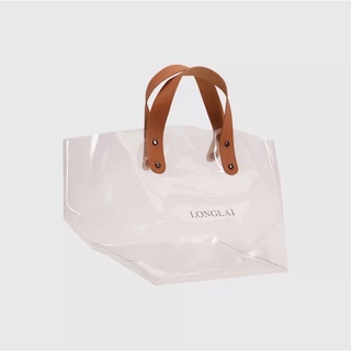 Used longlai clear leather loop bag กระเป๋าถือ