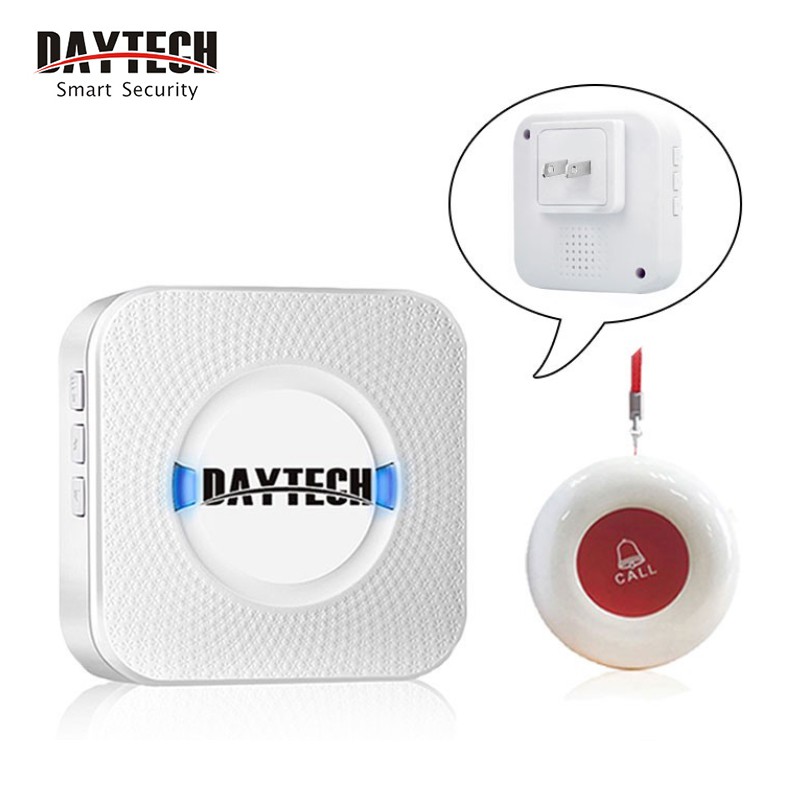 Daytech หน้าไร้สายฉุกเฉินสำหรับผู้ป่วยสูงอายุปุ่มเตือนส่วนตัวสำหรับหน้าความปลอดภัยบ้าน ระบบเตือนภัย