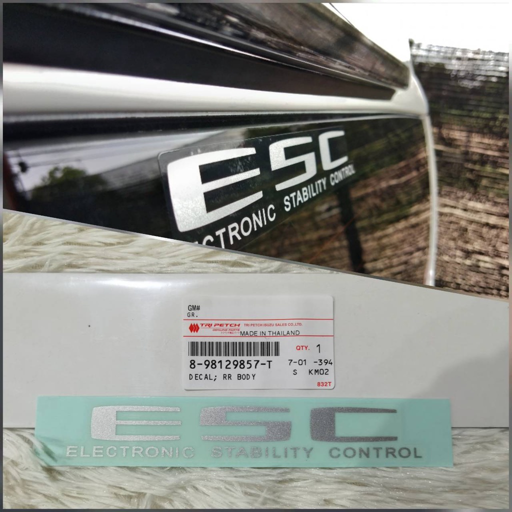 สติ๊กเกอร์​ ESC ติดกระจกหลัง Isuzu All New​ D-MAX.​ MU-X2012-2019 **ของแท้****ราคาถูกสินค้าดีมีคุณภาพ**