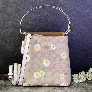 👑ผ่อน0%~แท้100%👑 กระเป๋าสะพาย COACH C3411 SMALL TOWN BUCKET BAG IN SIGNATURE CANVAS WITH DAISY PRINT