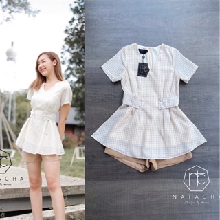 Set เสื้อลายตาราง+กางเกง (S/M/L) ป้าย NATACHA