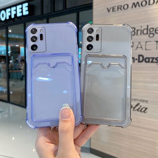 Transparent Card Holder Phone Case for Samsung Galaxy S22 S21 S20 Ultra S10 Plus S20 Fe Note20 Note10 Pro S10+ S22+ S21+ S20+ S22ultra Shock Resistant Soft Phone Cover