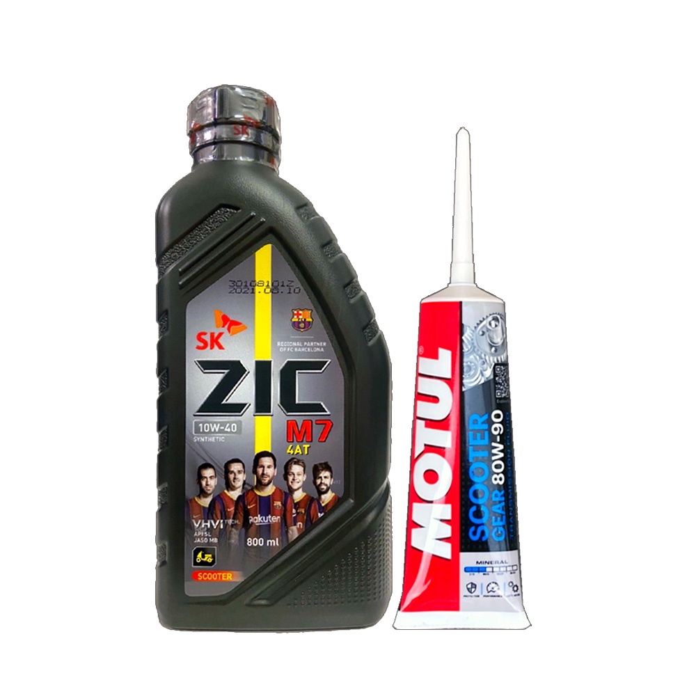 Zic M7 Scooter 10W40 0.8 ลิตร 1 ขวด + Motul Gear Oil 1 หลอด