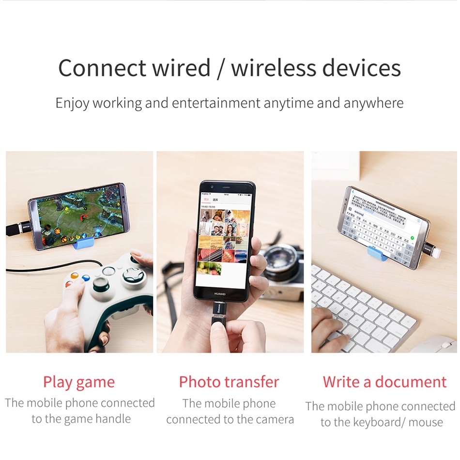 Baseus อะแดปเตอร์แปลง USB เป็น Type c OTG USB-c ตัวผู้ เป็น Micro USB Type-c ตัวเมีย สําหรับ Macbook Samsung S20 USBC OTG