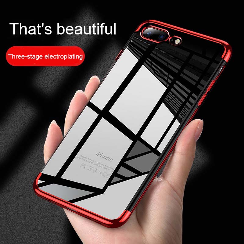 Compatible For iPhone 6 6s 7 8 Plus X XS XR XSMax SE 2020 11 12 หรูหรา บางเฉียบ บาง ใส อ่อนนุ่ม การชุบ โปร่งใส คริสตัล เคสโทรศัพท์มือถือ