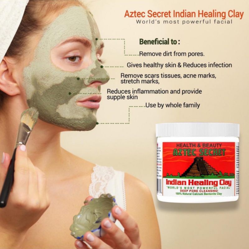 Aztec Clay Secret Indian Healing ขนาด 454g และ 908g แบบแบ่งบรรจุ มาร์คโคลนดินเหนียวดีท็อกซ์ผิว นำเข้